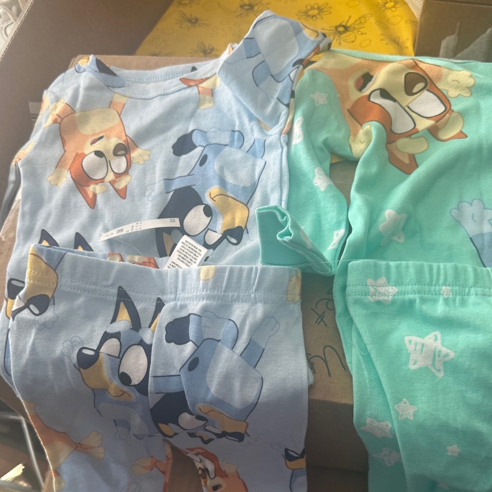Kids Cartoon Bluey Pajama Sets - Blue and Teal